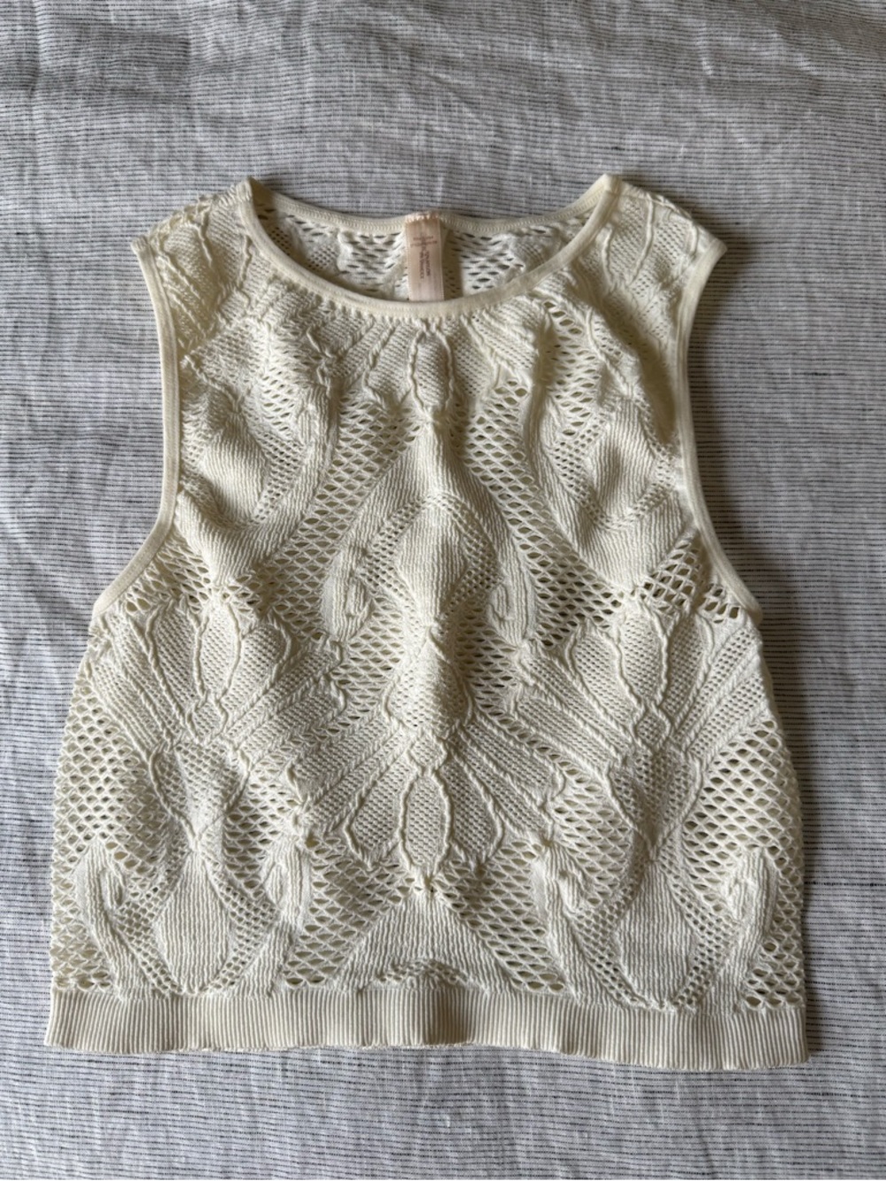 By Together stretchy mesh cream crop top size s/m